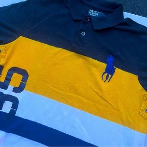 Polo Ralph Lauren Custom Fit Blue Yellow White Big Pony Size XL Polo